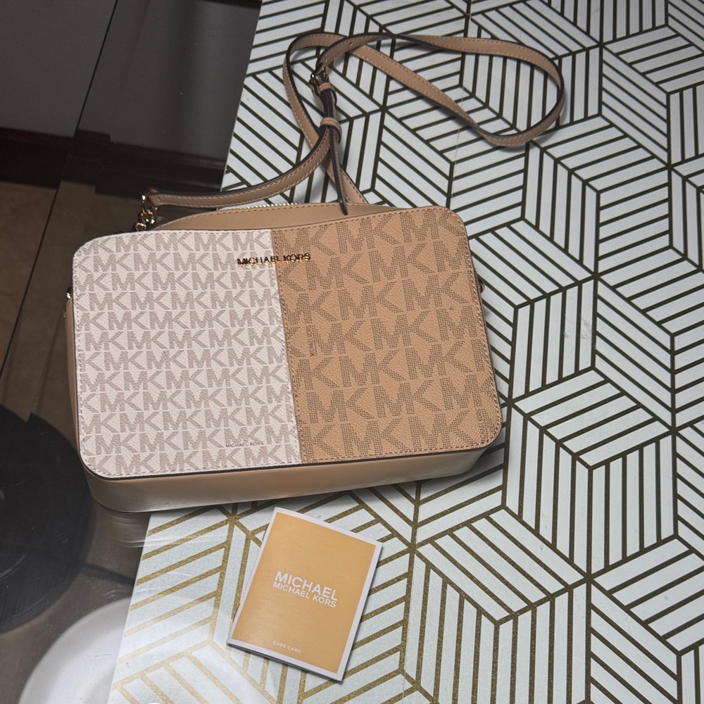 Michael Kors Beige and Brown Crossbody Bag